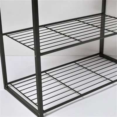 3 Tier Shoe Rack Black Metal With Natural Wood - Brightroom™ 3 3 Tier Shoe Rack Black Metal With Natural Wood - Brightroom™ - Image 3