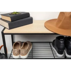 3 Tier Shoe Rack Black Metal With Natural Wood - Brightroom™ 17 3 Tier Shoe Rack Black Metal With Natural Wood - Brightroom™ -Furniture Store GUEST 25c02cd7 83d7 43ab b1c5 e81b1f1b8427