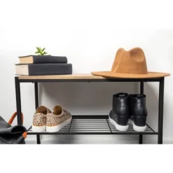 3 Tier Shoe Rack Black Metal With Natural Wood - Brightroom™ 16 3 Tier Shoe Rack Black Metal With Natural Wood - Brightroom™ -Furniture Store GUEST c78940d7 09ac 4528 9c99 1acfbc7d38b2