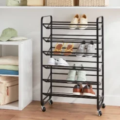 6 Tier Metal Rolling Shoe Rack - Brightroom™