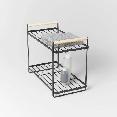 Wood Handle Tiered Vanity Organizer Black - Brightroom™ 3 Wood Handle Tiered Vanity Organizer Black - Brightroom™ - Image 3